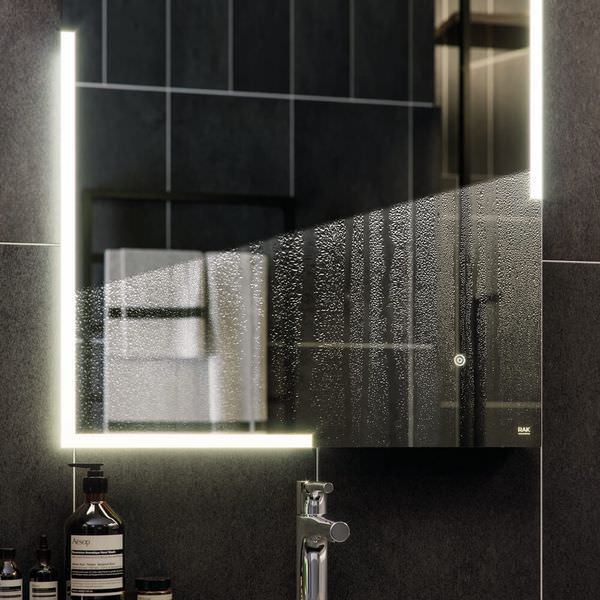 RAK Pluto Portrait Frontlit LED Illuminated Mirror with Demister Pad and Shaver Socket - 600 x 800mm