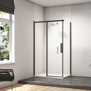 Merlyn Ionic Essence Frameless Sliding Matt Black Shower Door - 2000mm High
