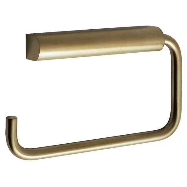 Tuskan Tiles JTP VOS wall-mounted curved toilet roll holder in sleek metal finish, designed for bathroom convenience.
