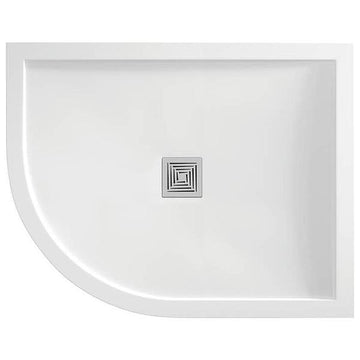 Aquadart Aqualavo Gloss White Offset Quadrant Shower Tray - 1200 x 900mm