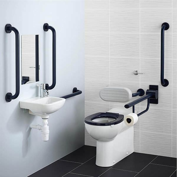 Armitage Shanks Contour-21 Plus DocM back to wall cloakroom suite pack with toilet and basin, designed for modern bathroom use.