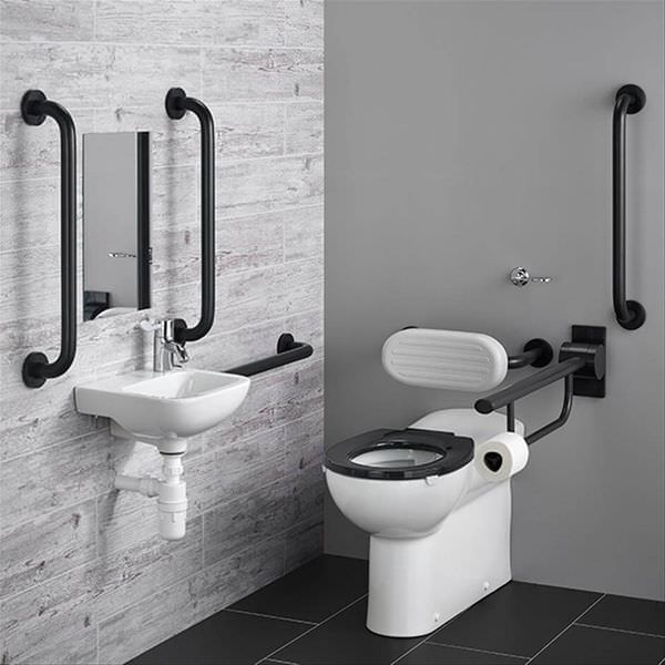 Armitage Shanks Contour-21 Plus DocM back-to-wall cloakroom suite pack with toilet and basin, designed for modern bathroom use.