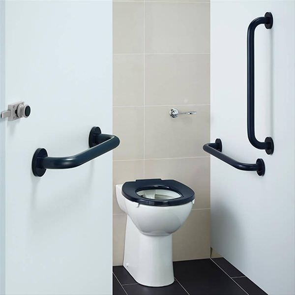 Armitage Shanks DocM Contour-21 Plus rimless back-to-wall toilet pack in white ceramic, modern bathroom fixture.