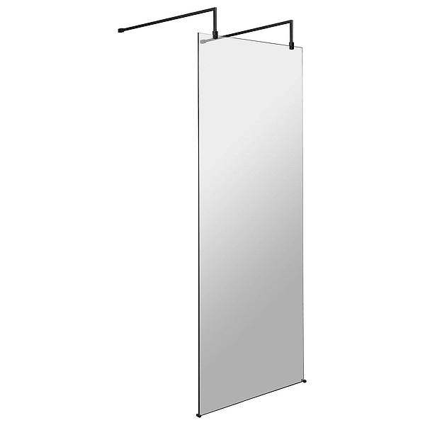 Hudson Reed Fluted Glass Freestanding Wetroom Shower Screen with Arms and Feet - 1950mm High
