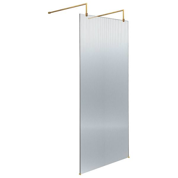 Hudson Reed Fluted Glass Freestanding Wetroom Shower Screen with Arms and Feet - 1950mm High
