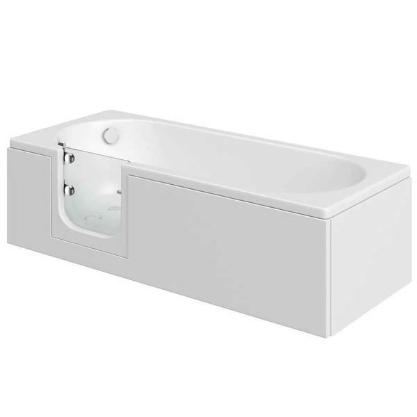 White Trojan Cascade Easy Access Freestanding Walk-In Bath with slip-resistant surface for safe, comfortable bathing.