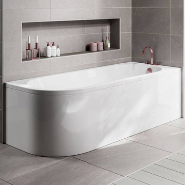 White Trojan Asymmetric Corner Back To Wall Encapsulated Bath with single end, designed for modern bathroom installations.