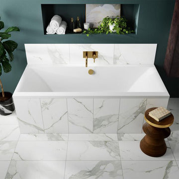 Nuie Asselby white acrylic double-ended bath, 1800x800mm, with thin edge design, ideal for modern bathrooms.