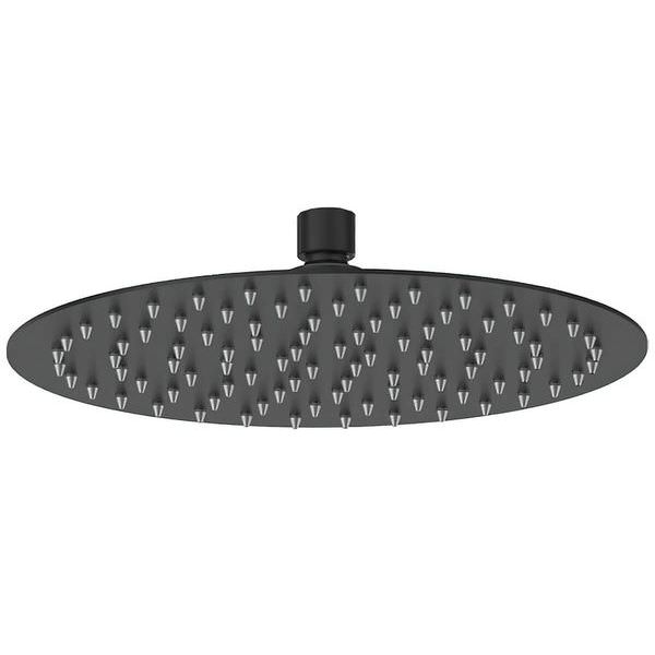 Aqua Edition Slimline Round Fixed Matt Black Shower Head - Single Spray Mode