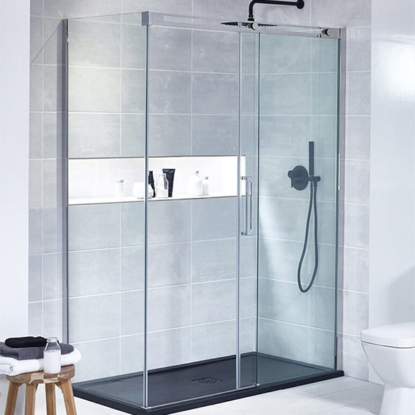 Aqua Edition Slimline Round Fixed Matt Black Shower Head - Single Spray Mode