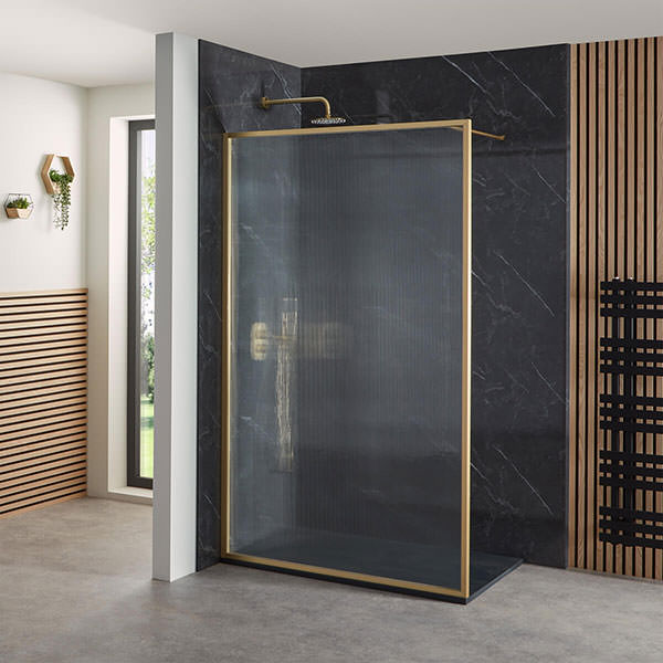 Aquaglass Velar Fluted Glass Walk In Wetroom Shower Screen - Reversible - 1200 x 2000mm