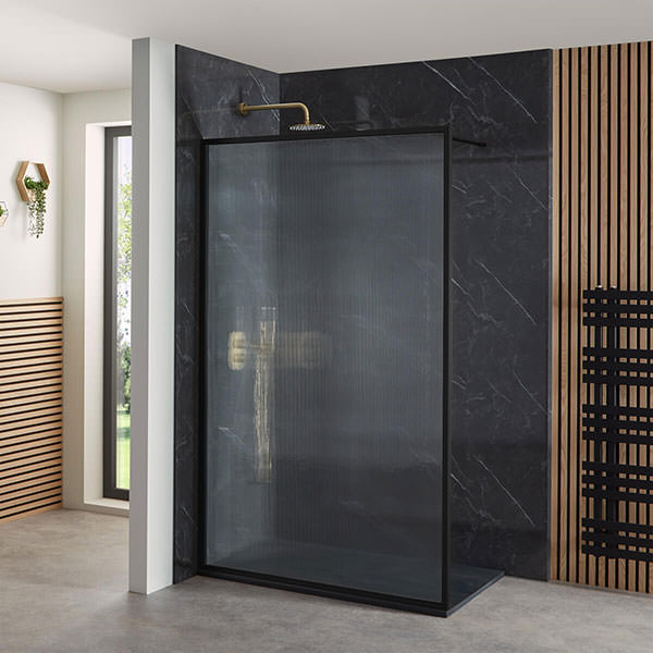 Aquaglass Velar Fluted Glass Walk In Wetroom Shower Screen - Reversible - 1200 x 2000mm
