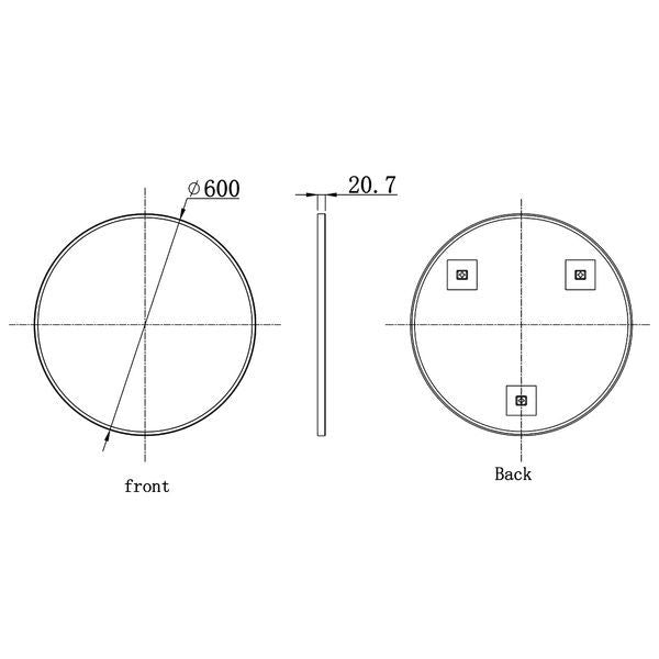 JTP VOS Contemporary Round Mirror - 600 x 600mm - Tuskan Tiles