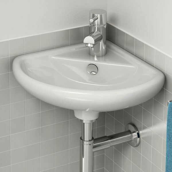 IMEX Ivo White 440 x 310mm 1 Taphole Handrinse Corner Basin