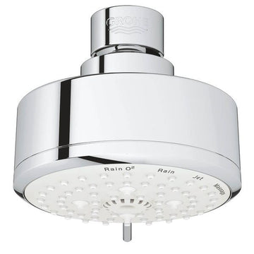 Grohe New Tempesta Cosmopolitan Chrome Round Shower Head - Swivel - 4 Spray Mode - 100mm