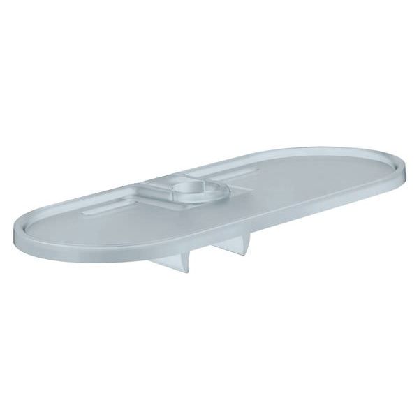 Grohe Tempesta acrylic soap dish with easy reach design, measuring 22x91mm, mounted on a bathroom wall.
