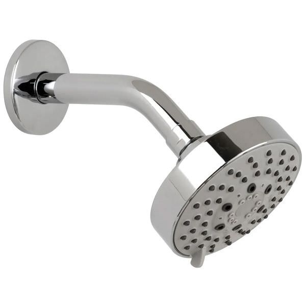 Vado Round Fixed Chrome Shower Head with Arm - 5 Spray Mode - 102 x 102mm