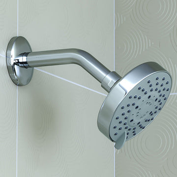 Vado Round Fixed Chrome Shower Head with Arm - 5 Spray Mode - 102 x 102mm
