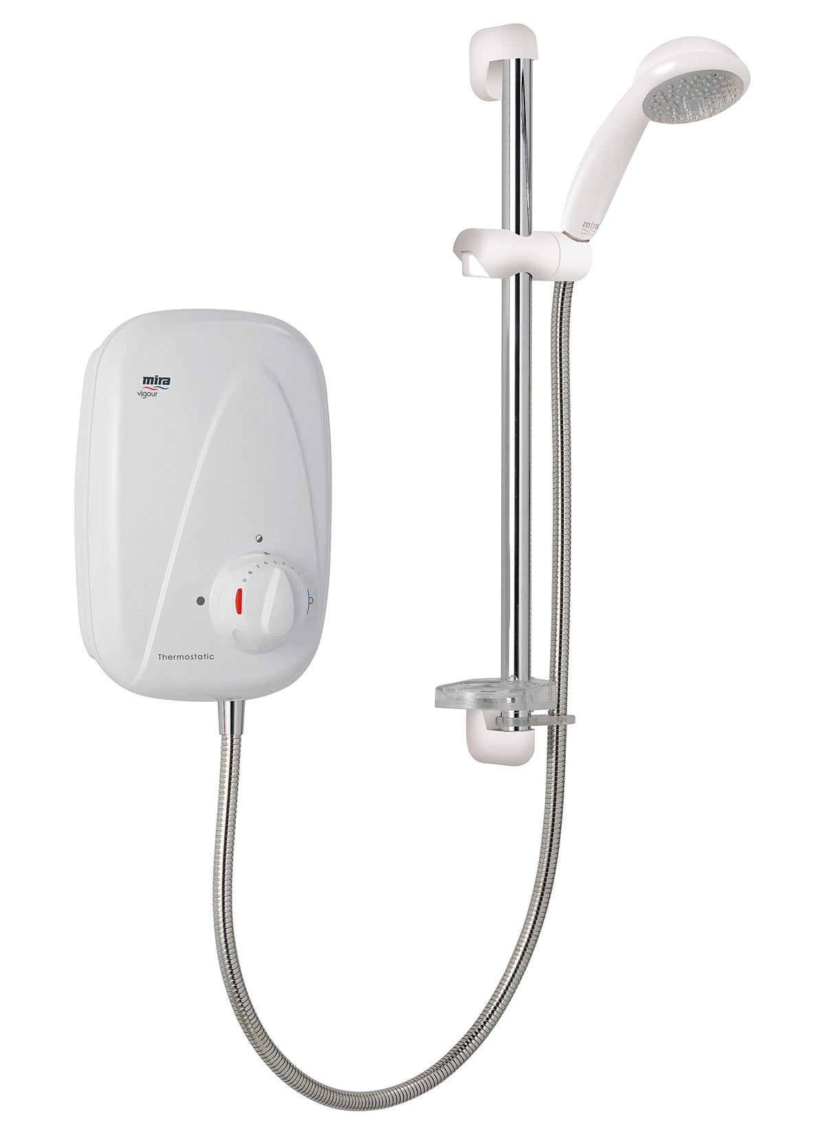 Mira Vigour Thermostatic Power Shower White And Chrome 1.1532.353