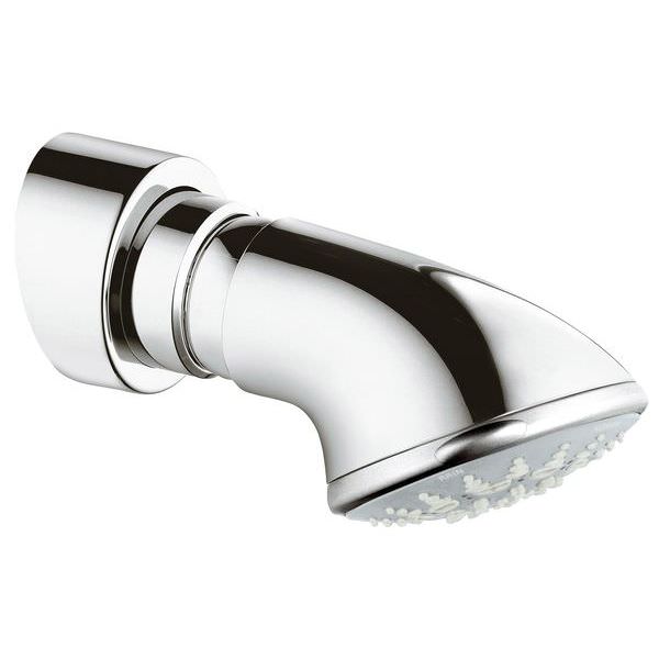 Grohe Relexa-5 Round Chrome Swivel Shower Head with Integral Arm - 5 Spray Mode - 95 x 95mm