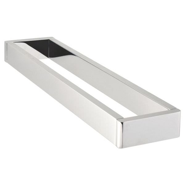 Chrome Vado Shama Double Towel Rail by Tuskan Tiles, mounted on bathroom wall with sleek, modern design and polished finish.