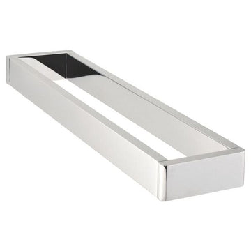 Chrome Vado Shama Double Towel Rail by Tuskan Tiles, mounted on bathroom wall with sleek, modern design and polished finish.