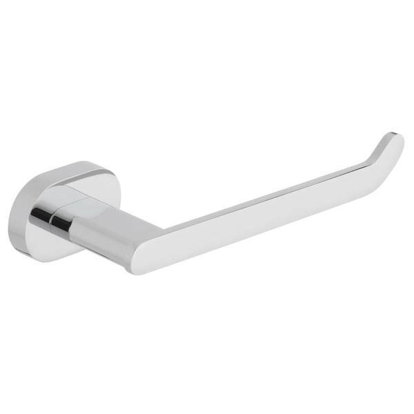 Wall-mounted chrome toilet paper holder by Vado, contemporary single arm design for bathroom use.