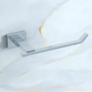 Chrome Vado wall-mounted single arm toilet paper holder with contemporary design for bathroom use.
