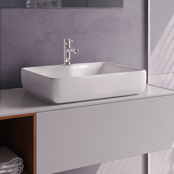 Nuie 485 x 374mm White Rectangular Counter Top Vessel Basin