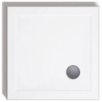Lakes Traditional White Square Shower Tray with Waste - ABS Capped Stone Resin - 80mm High