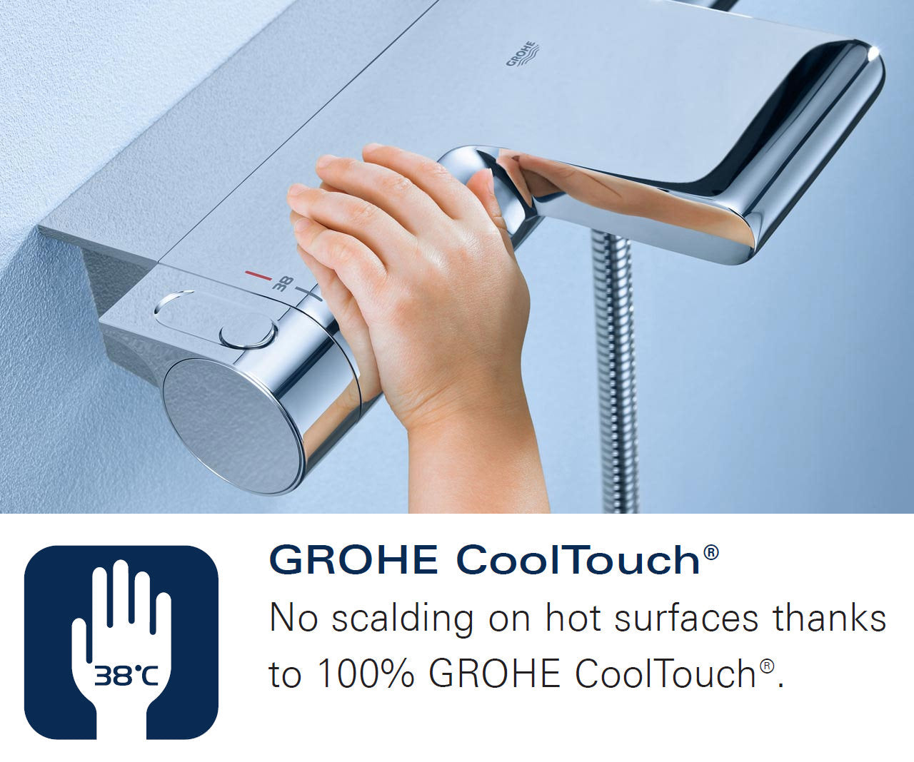 Grohe Grohtherm-2000 Exposed Chrome Thermostatic Bar Valve with Slide Rail Kit