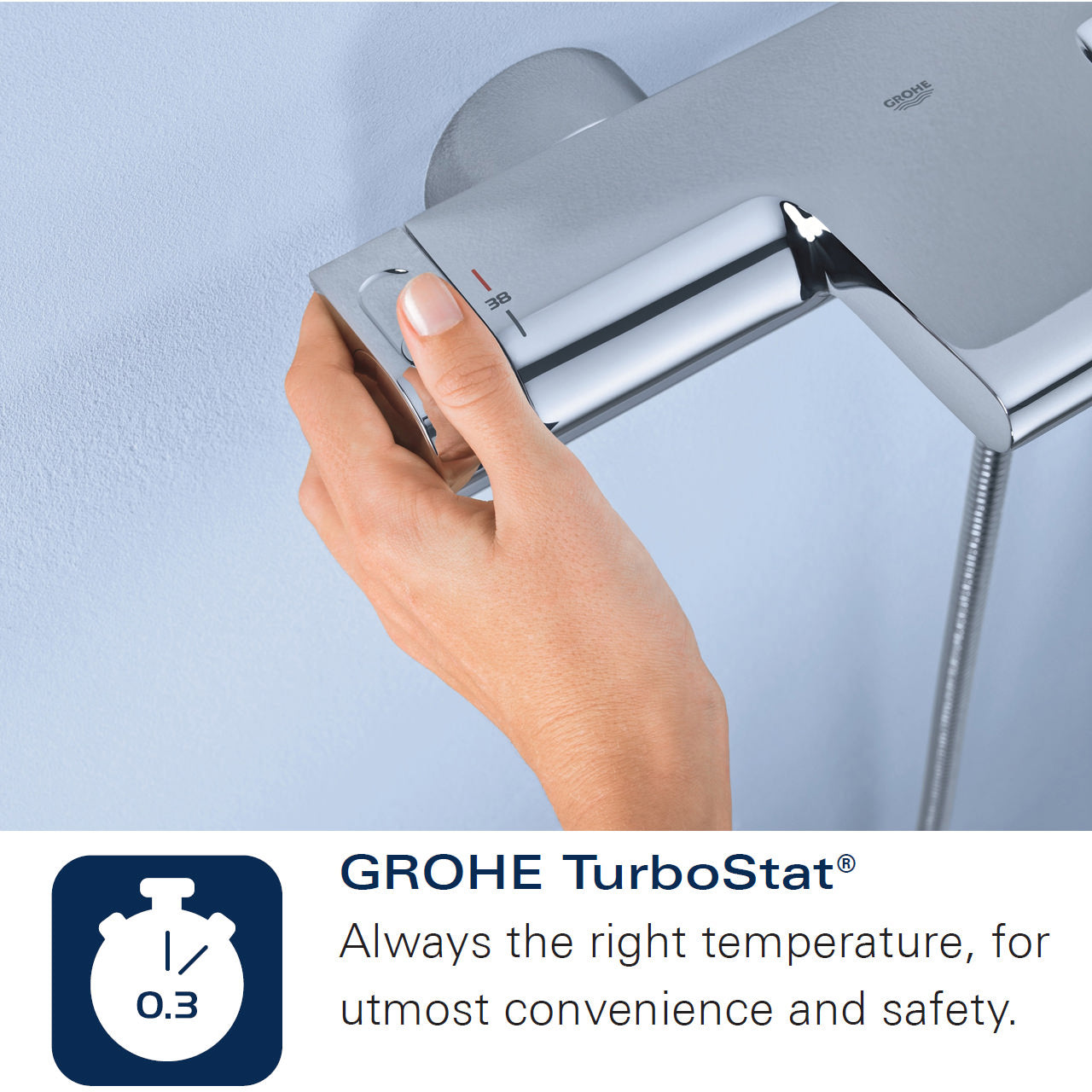 Grohe Grohtherm-2000 Exposed Chrome Thermostatic Bar Valve with Slide Rail Kit