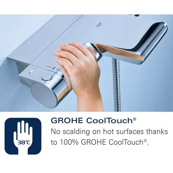 Grohe Grohtherm-2000 Exposed Chrome Thermostatic Bar Valve with Slide Rail Kit