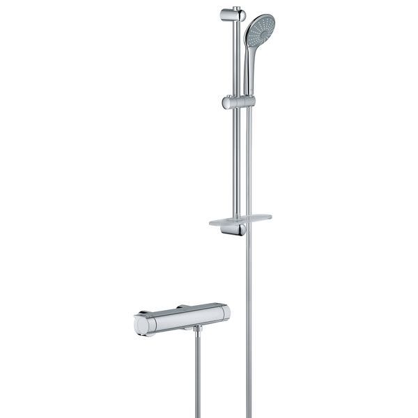 Grohe Grohtherm-2000 Exposed Chrome Thermostatic Bar Valve with Slide Rail Kit