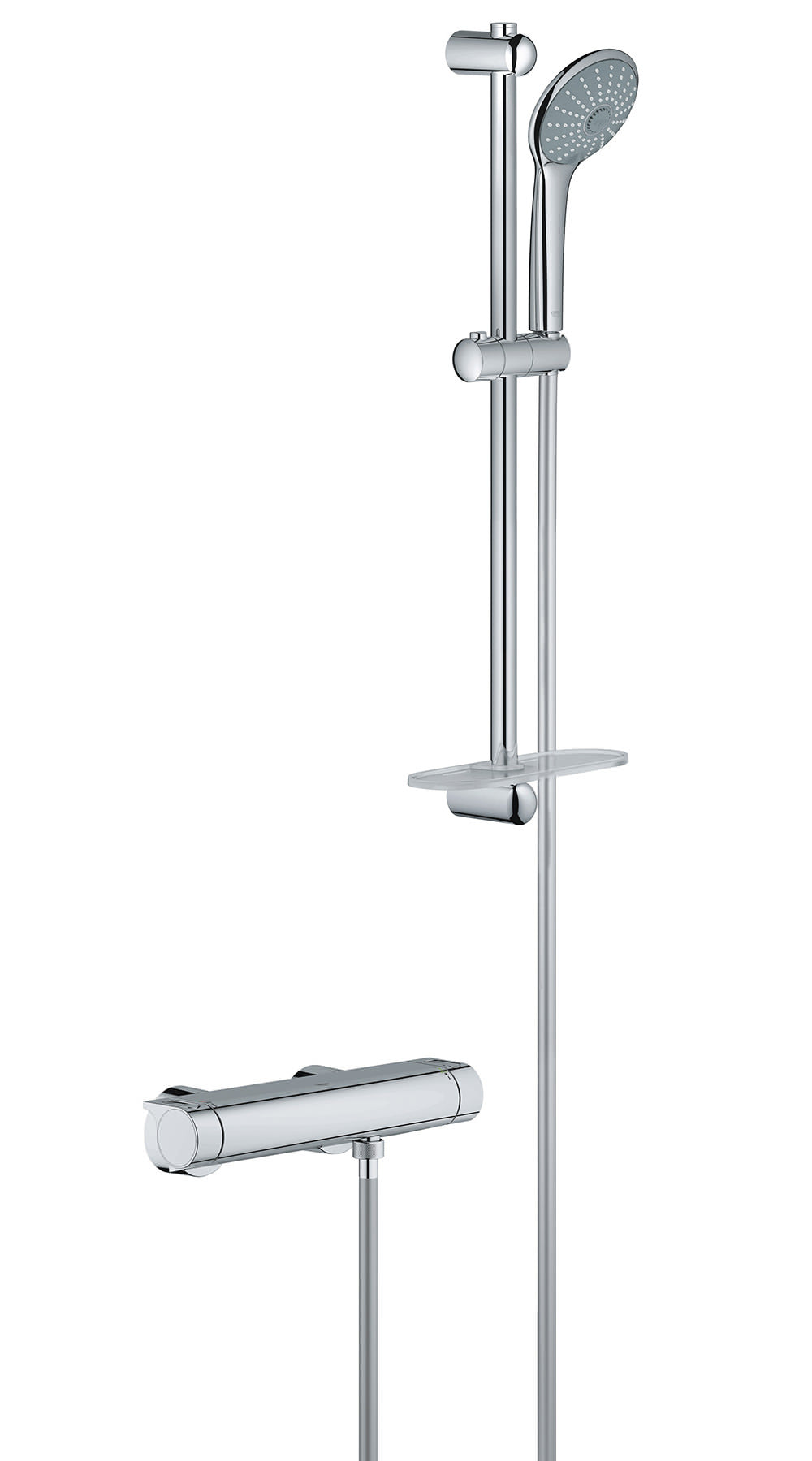 Grohe Grohtherm-2000 Exposed Chrome Thermostatic Bar Valve with Slide Rail Kit