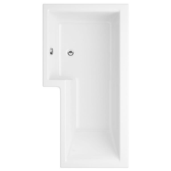 Trojan Elite L-shaped shower bath with cast acrylic base, dimensions 1675 x 850mm, featuring encapsulated baseboard and modern design