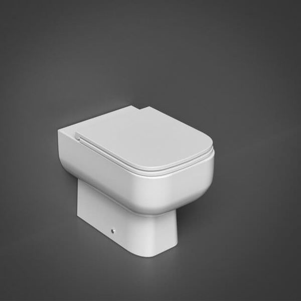 White RAK Series-600 back to wall WC pan with soft close seat, 350x490mm, ideal for modern bathroom setups