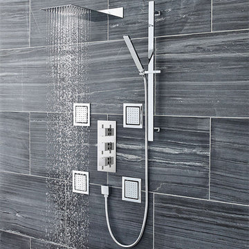 Hudson Reed Sheer Chrome Shower Rail Kit with Outlet Elbow - 685mm High