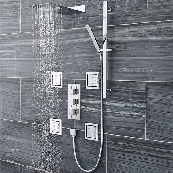 Hudson Reed Sheer Chrome Shower Rail Kit with Outlet Elbow - 685mm High