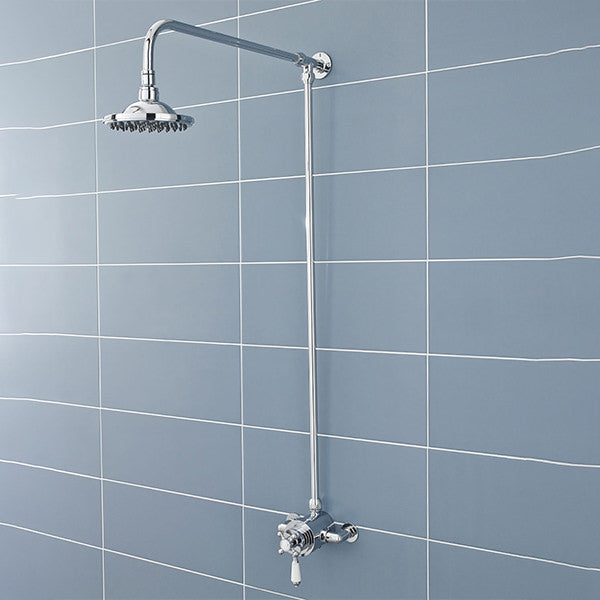 Hudson Reed Traditional Chrome Rigid Riser Kit with Shower Head - 1085mm High
