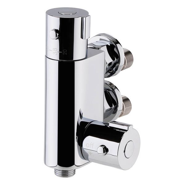 Nuie Vertical Chrome Thermostatic Exposed Bar Shower Valve - 1 Outlet - 2 Control