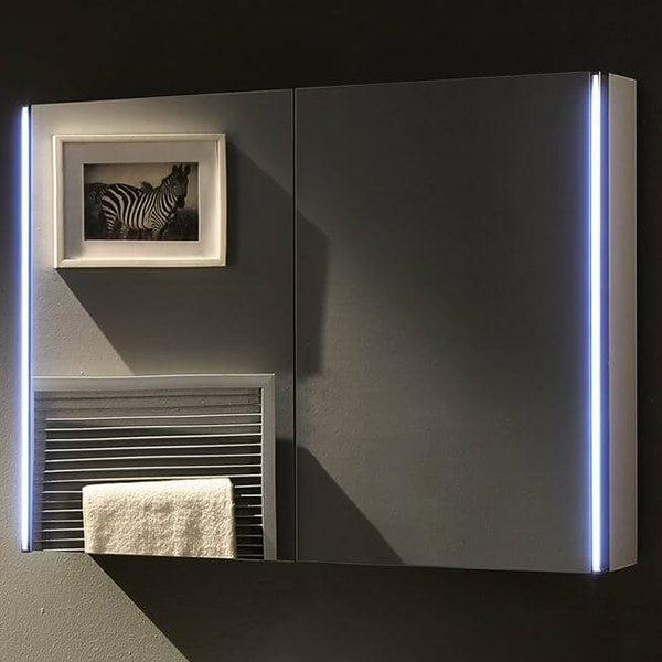 Hudson Reed Leda Illuminated Mirror Cabinet with Demister Pad - 2 Door - 800 x 600mm