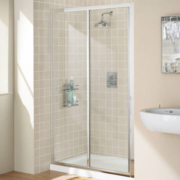 Lakes Classic Sliding Shower Door - Reversible - Silver Aluminium Frame