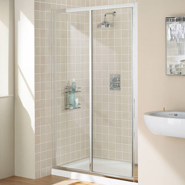 Lakes Classic Sliding Shower Door - Reversible - Silver Aluminium Frame
