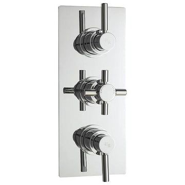 Hudson Reed Tec Pura Plus Concealed Thermostatic Shower Valve - Rectangular Trim - 3 Control