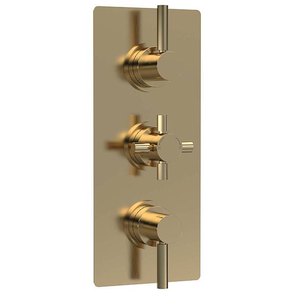 Hudson Reed Tec Pura Plus Concealed Thermostatic Shower Valve - Rectangular Trim - 3 Control