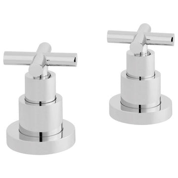 Vado Elements Pair of Traditional Chrome Stop Valves - Deck Mounted - Crosshead