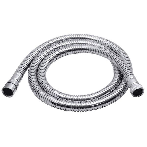 Chrome-plated brass Vado shower hose with large bore design, suitable for modern bathroom showers.