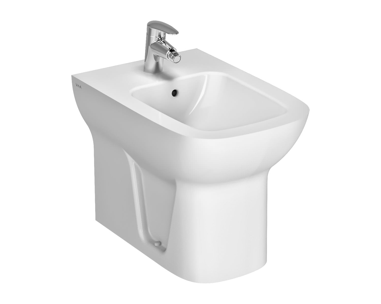White VitrA S20 floorstanding bidet with 540mm projection, featuring sleek design and durable ceramic finish.