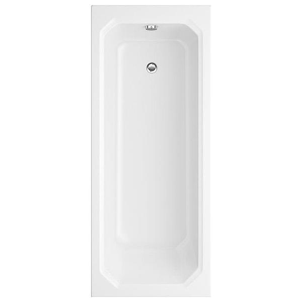 White Trojan Art Deco Encapsulated Baseboard Bath with Leg Set, 1700 x 700mm, featuring straight single-ended design by Tuskan Tiles.
